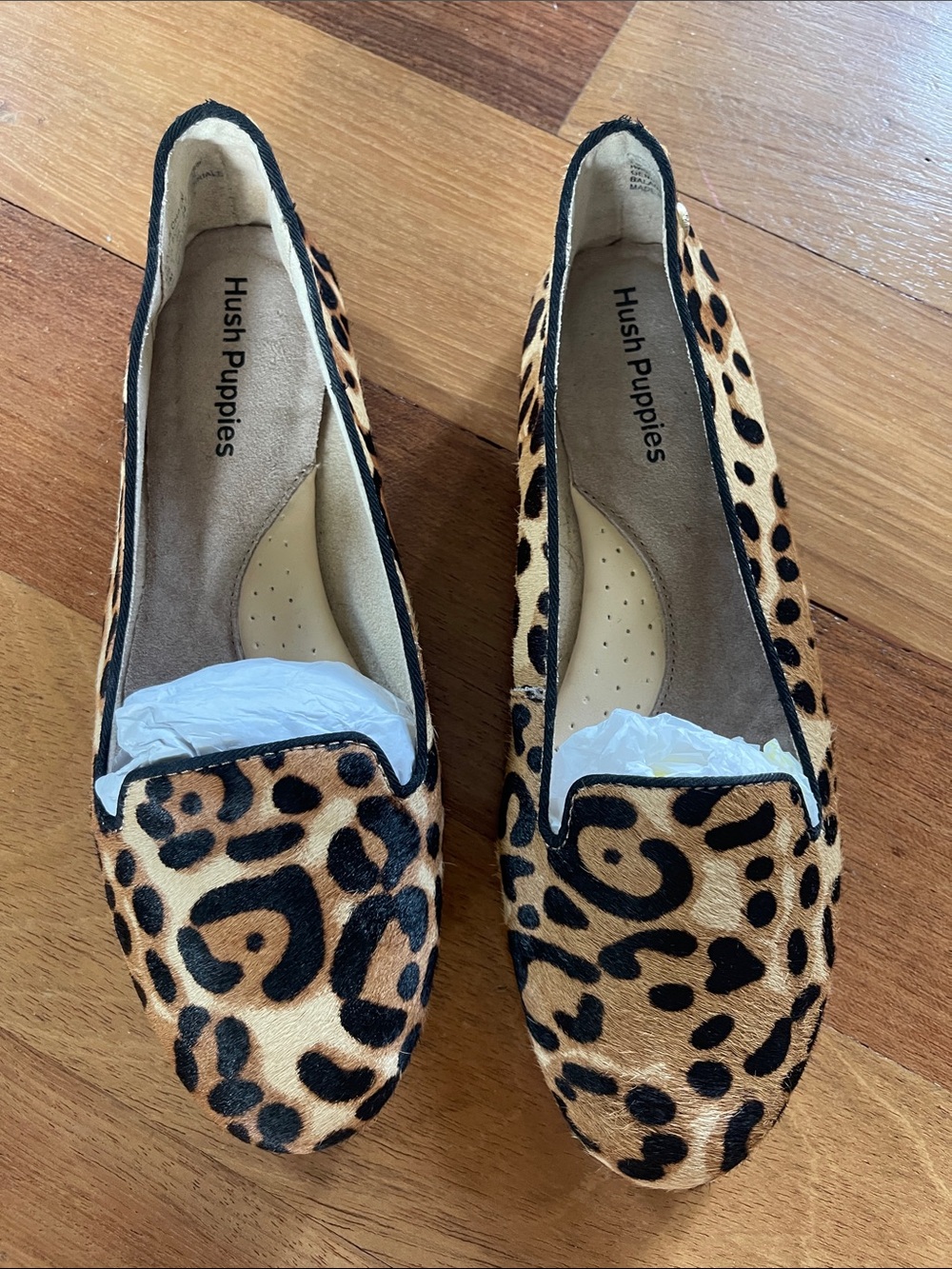 Hush Puppies Women's Leopard Hair Slip-On Loafers - Tan & Black
